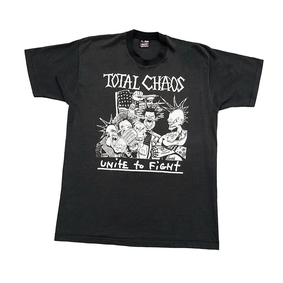 Total Chaos 1995 90s Vintage Unite To Fight USA Made Band Concert Unisex T-Shirt XXXL
