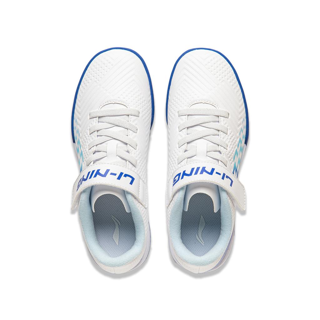 Li Ning Comfortable Versatile Low-Top Kids Football Shoes Kids Footwear White Blue YKGU008-11