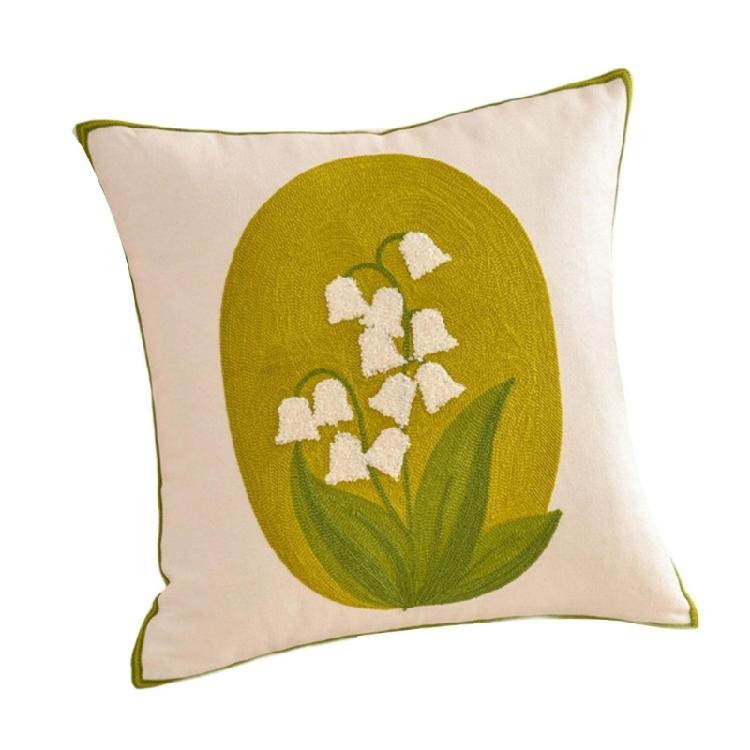 Pillowcase Artistic Flower Stitching Cotton Canvas Pillow Cover Breathable Sofa Bed Accent Piece Pillow Sham