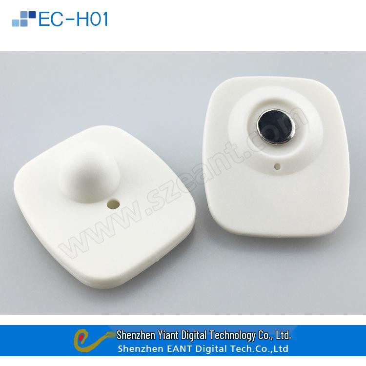 Étiquette antivol RF carrée noire 8,2 MHz pour magasins de vêtements