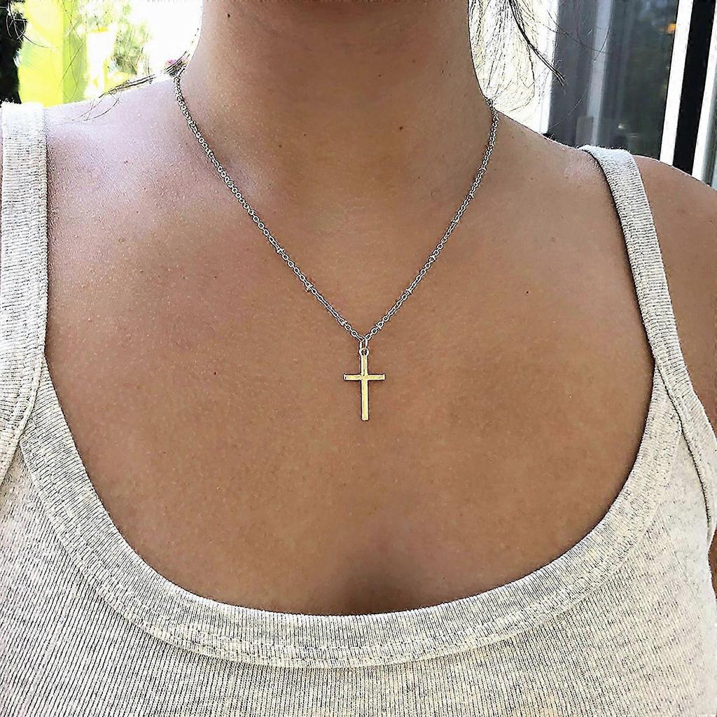 Cross Necklace For Women, Plated 14k Gold Plated/sterling Silver Chain Necklace Dainty Layered Gold Cross Pendant Necklace Simple Cute Necklaces For W