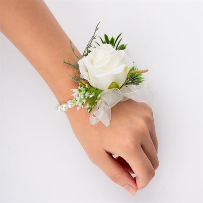 Boutonniere für die Hochzeit, Rosenperle, Brustblume, Handgelenkblume, Hochzeitsarmband für Brautjungfern, Handgelenkcorsage, Brautjungfernschwestern