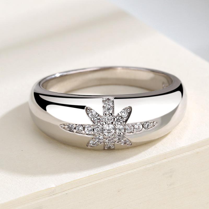Gold Color Chunky Statement Nail Rings For Women Shiny Zircon Flower Ring Simple Designer Wedding Engagement Jewelry Ring KAR209
