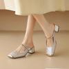 Fashion Women Baotou Half Slippers Summer Luxurious Elegant Artificial Leather Barefoot Print Women Outdoor Fashion Low Heel Slippers
