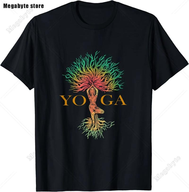 Classic Tree of Life Yin Yang Design T-Shirt Man's T-shirt Leisure T Shirt Kawaii Men Clothing Cotton Beach Short Sleeve