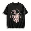 Blindfolded Thinking Angel Print Retro Casual Short Sleeve Top Pure Cotton T-shirt