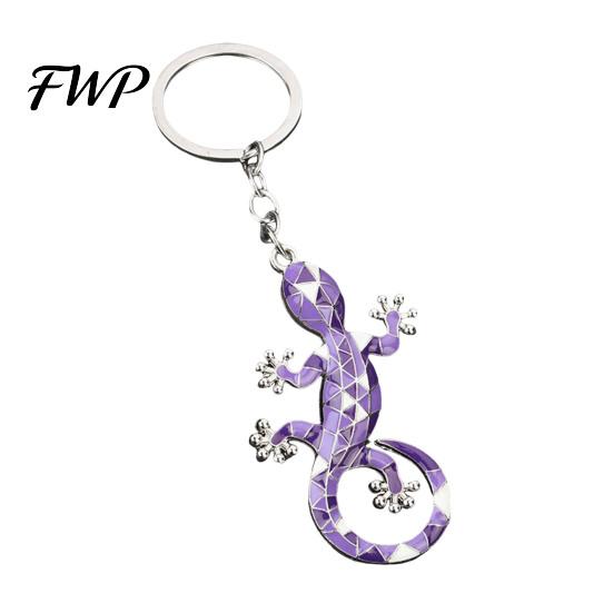 Zinc Alloy Keychain Pendant Geometric Pattern Imitation Gecko Design Oxidation Resistant Key Chain Electroplated Holder Backpack Car Accessory Keyring