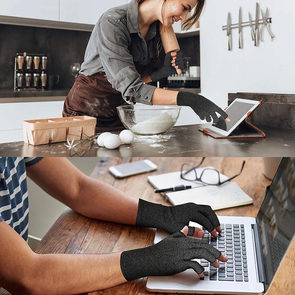 1 Pair Compression Arthritis Gloves Wrist Support Joint Pain Relief Hand Brace Therapy Wristband for Women Men