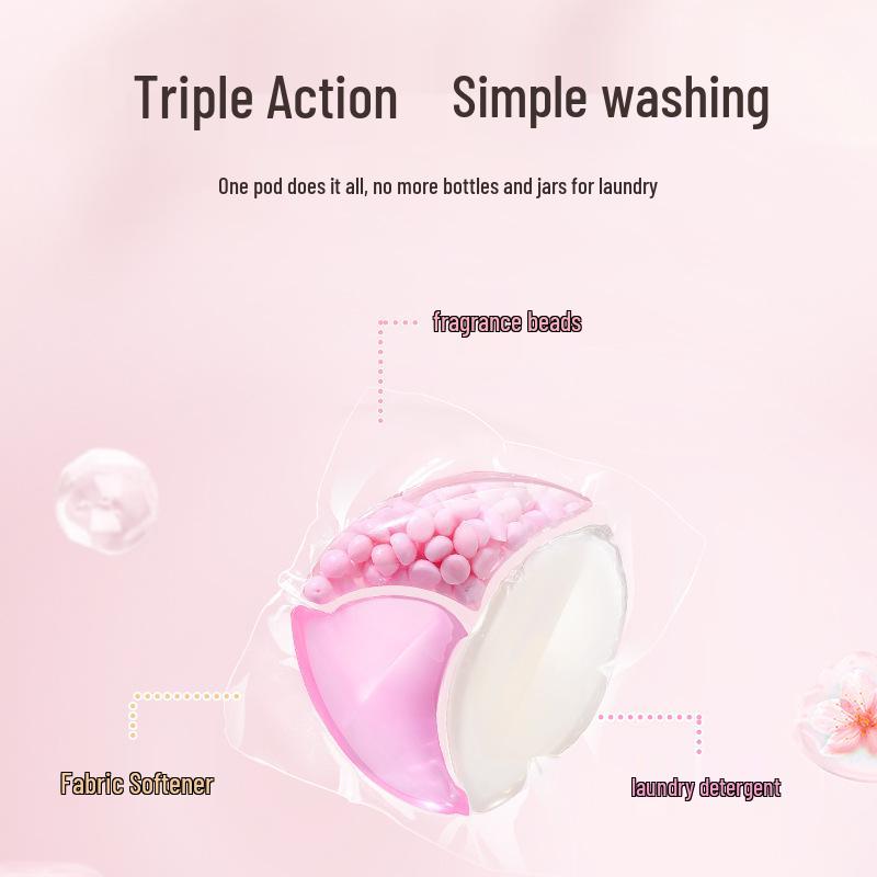 Half-Dose Scented 3-in-1 Laundry Pods with Scent Booster & Mite Removal for Deep Cleaning