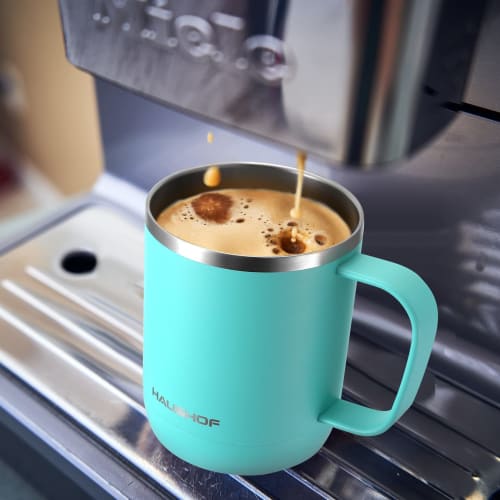 HAUSHOF Stainless Steel Vacuum Insulated Coffee Mug with Lid, 300ml Capacity, Double Walled, Keeps Hot or Cold, Portable Tumbler, Convenience Store Mu