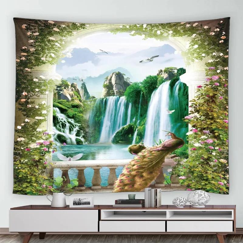 Green Peacock Decorative Tapestry Office Living Room Decor Home Wall Tapestry