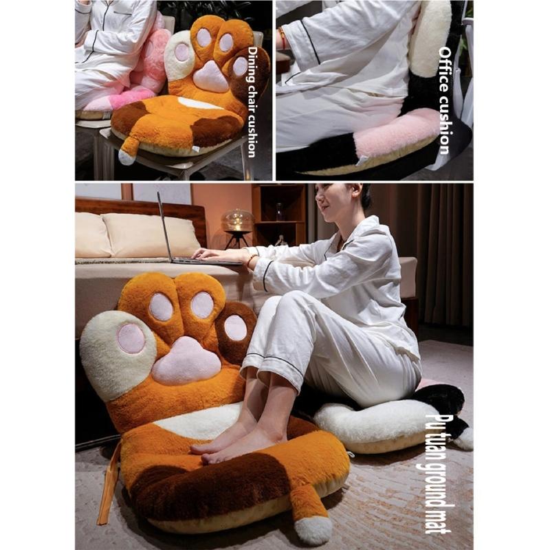 Seat Cushion Furry Feline Hand Pillow Multifunctional Floor Cushion With Friendly Filling Chair Cushion