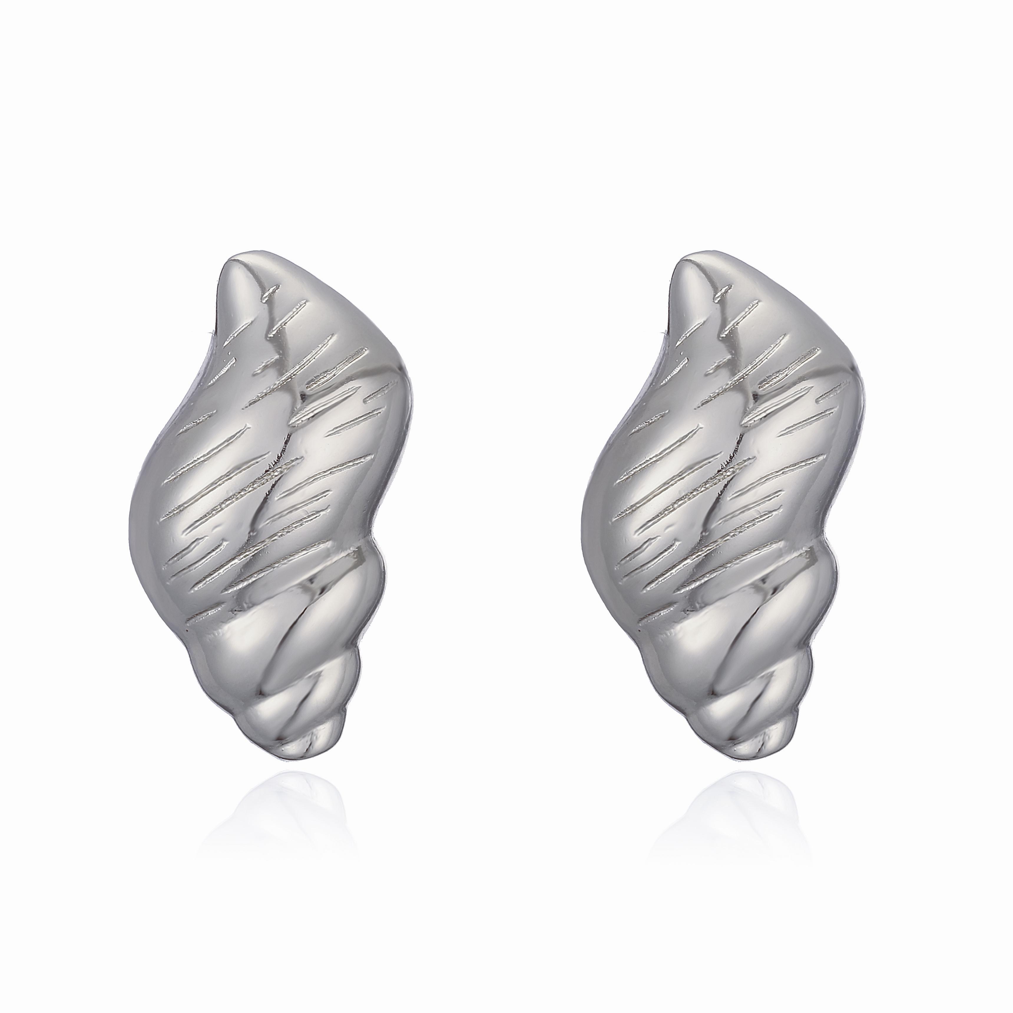 

HECHENG, 18K Golden Plated Natural Retro Ocean Series Conch Shell Shaped Copper Bright Face Earrings Women s Zircon 1 Pair Other