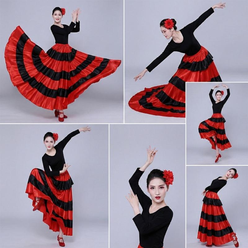 Spanish Bull Dance Skirt Belly Dance Skirt Big Swing Flamenco Skirt Spanish Folk Costume for Mexico Ballet Folklorico