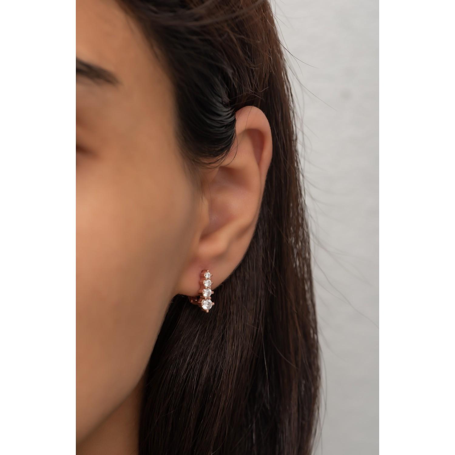 

Серьги из стерлингового серебра 925 пробы с розой и 4 камнями