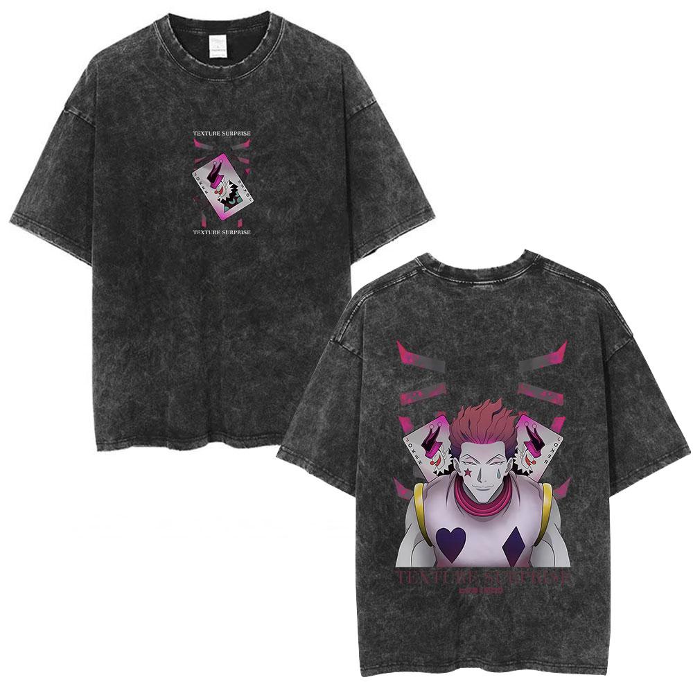 Anime Hunter X Hunter Phantom Troupe Πλυμένα T-shirts Hisoka Γραφικό T-shirts Ανδρικά Γυναικεία Ρούχα Βαμβακερό Oversized T-shirt