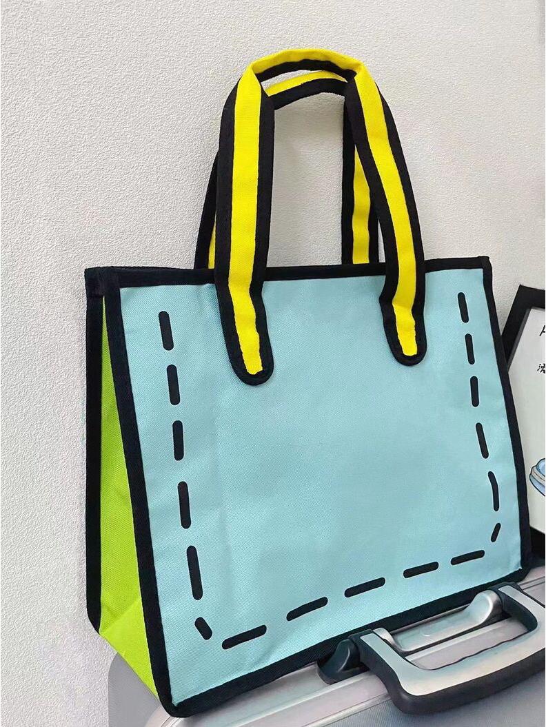 

Нишевая летняя холщовая сумка-тоут с японской аниме-тематикой 2024 года: Женская маленькая уличная сумочка синий