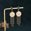 2022 Summer Palace Style Hetian Jade Long Tassel Earrings for Women - Perfect Hanfu Costume Accessory.