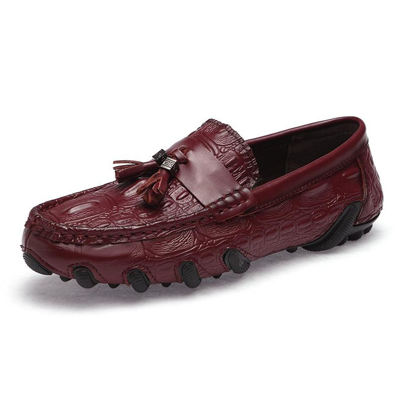 Spring, summer and autumn Doudou shoes large size octopus casual lazy shoes crocodile pattern leather shoes