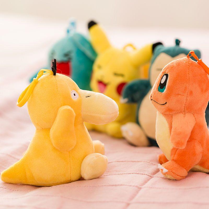 Plush Keychain Cartoon Toys Pikachu Charmander Psyduck Squirtle Snorlax Wobbuffet Doll Kids Kawai Toy Gift