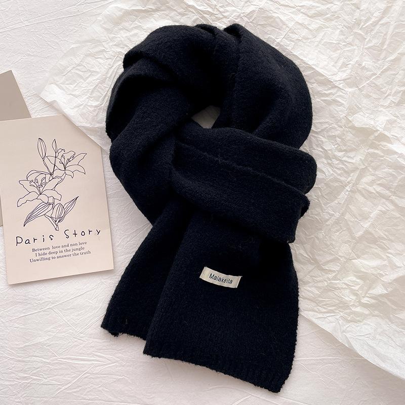 New letter knitted scarf women's winter with wool versatile students warm thickened high-end scarf tide