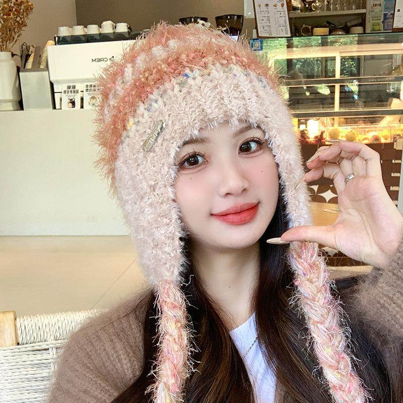 Bonnet pastoral en laine tricotée pour enfants, hiver, épais, chaud, protège les oreilles, couvre-chef qui met en valeur un petit visage polyvalent