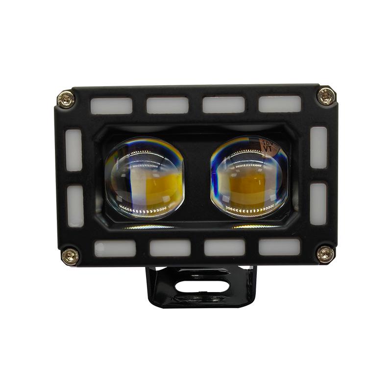 Motorcycle Dual-Eye LED Headlights with Angel Eyes - Waterproof High/Low Beam for Tricycles 85mm x 38mm x 73mm