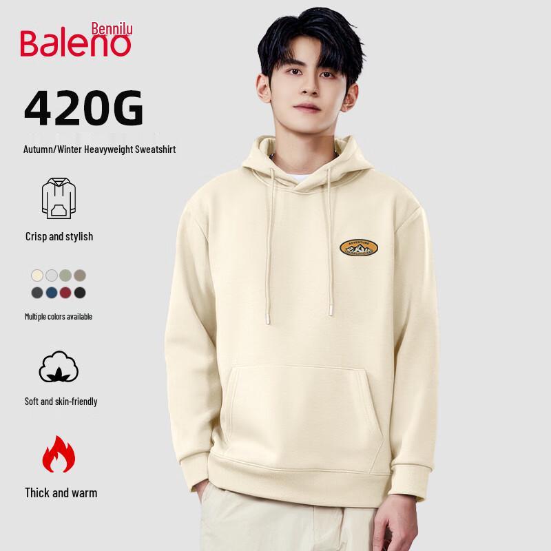 Baleno Men's American Retro Thickened Fleece Hooded Sweatshirt