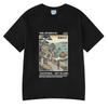 Tokyo Hokkaido Wave Washed Oversized T Shirt Vintage Japanese Harajuku High Quality Cotton T-shirts Summer Unisex Women Clothing