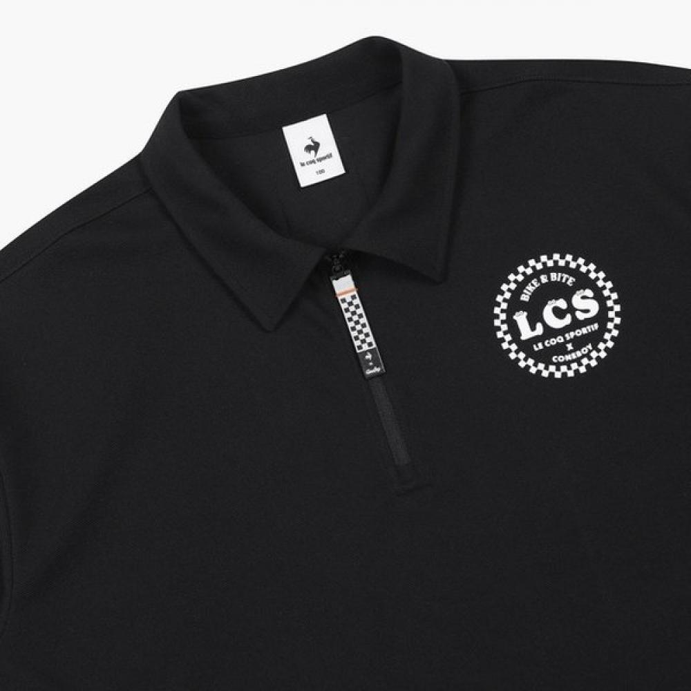Le Coq SporTif Half Zip Polo Collar T shirT Blk   qp213cTs41