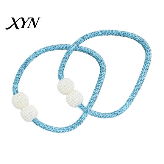 Quick Curtain Holders 1 Pair Faux Pearl Tiebacks, Elegant Beaded Holdbacks, Secure Fasteners Woven Rope Decorative Drapery for Living Room Bedroom