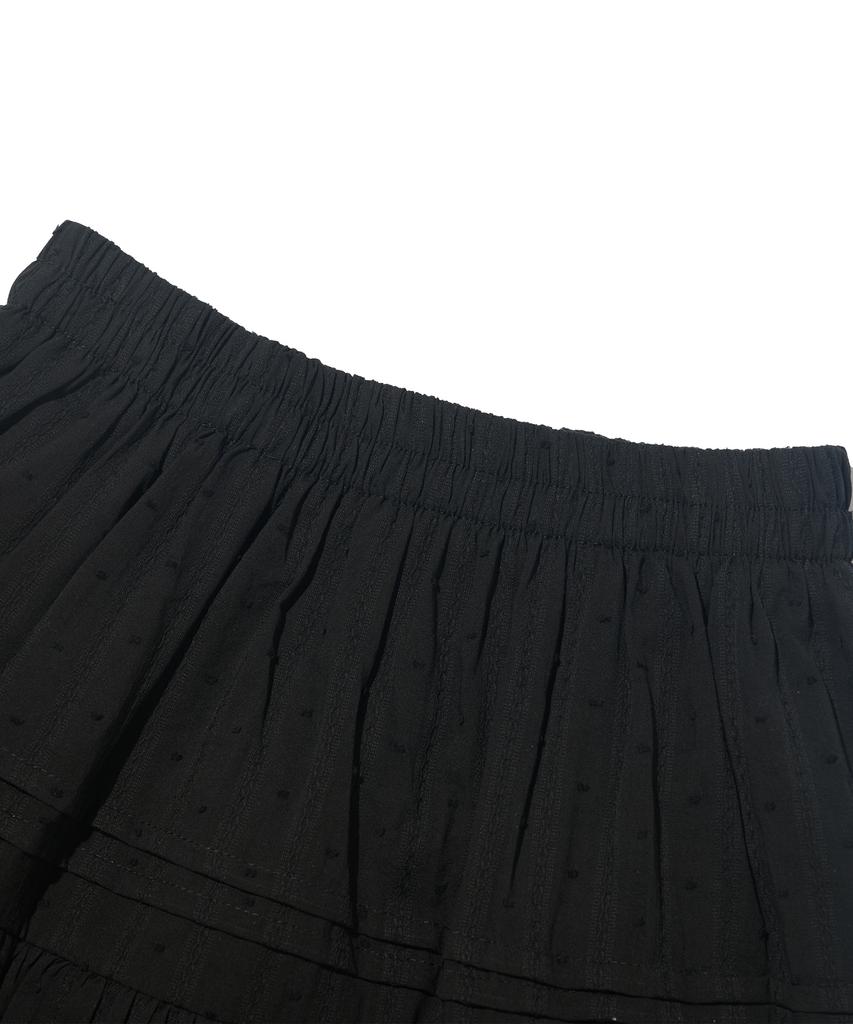ROIDESROIS Lace Tiered Mini Skirt (Black)