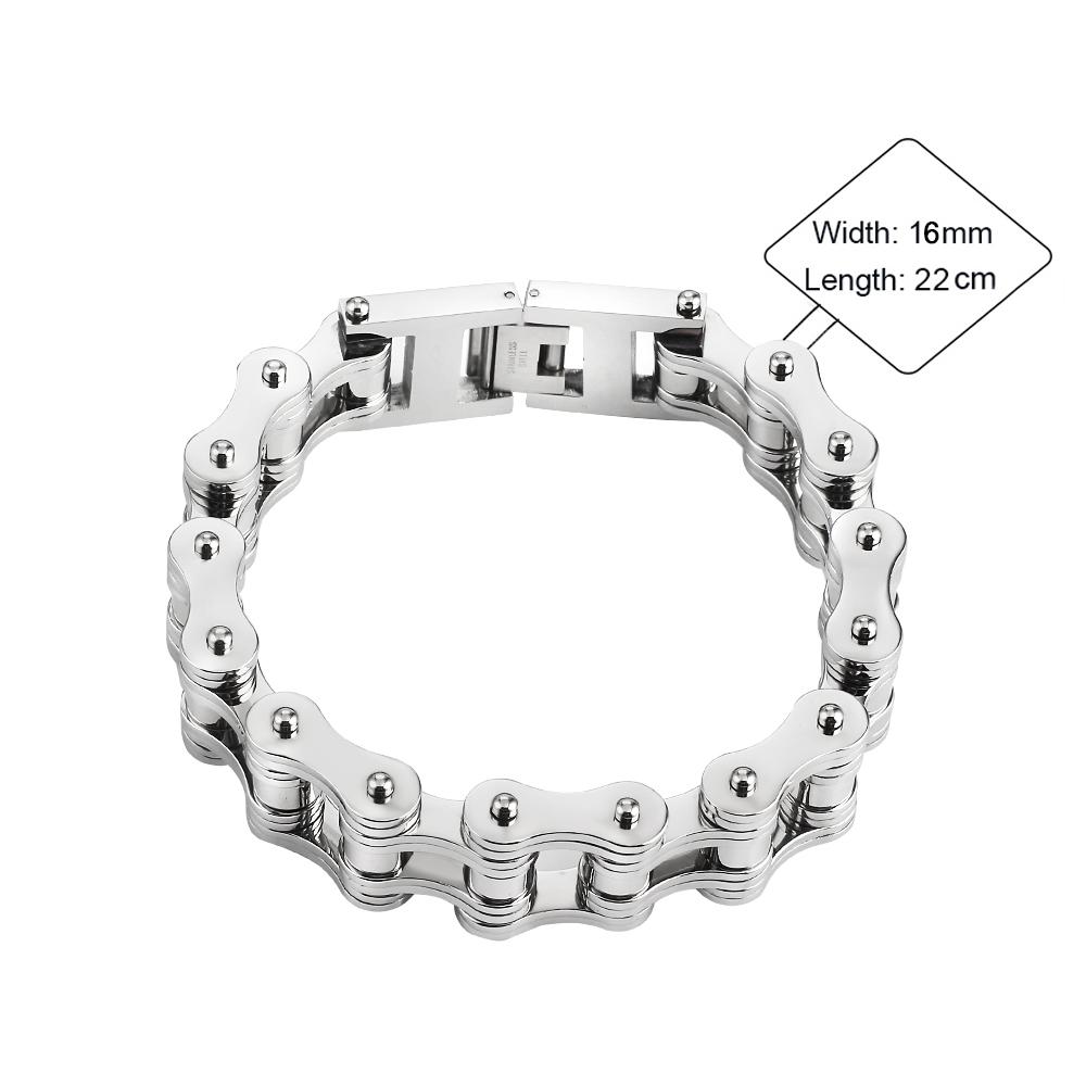 16mm Titanium Steel Motor Biker Bracelet For Men 'S Women 'S Punk Personality Stainless Silver Color Motorcycle Chains Bracelets