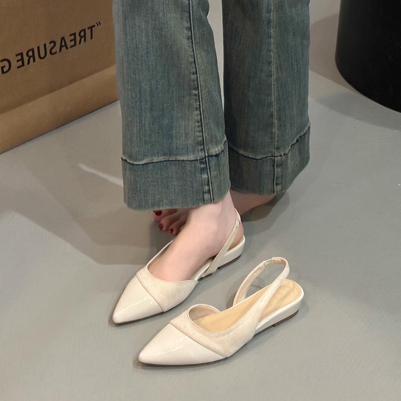 Fashion Hot Selling 2025 New Summer Pointed Toe Women Flats Sandals Fashion Shallow Slip On Singbacks Mules Party Dress Shoes for Ladies