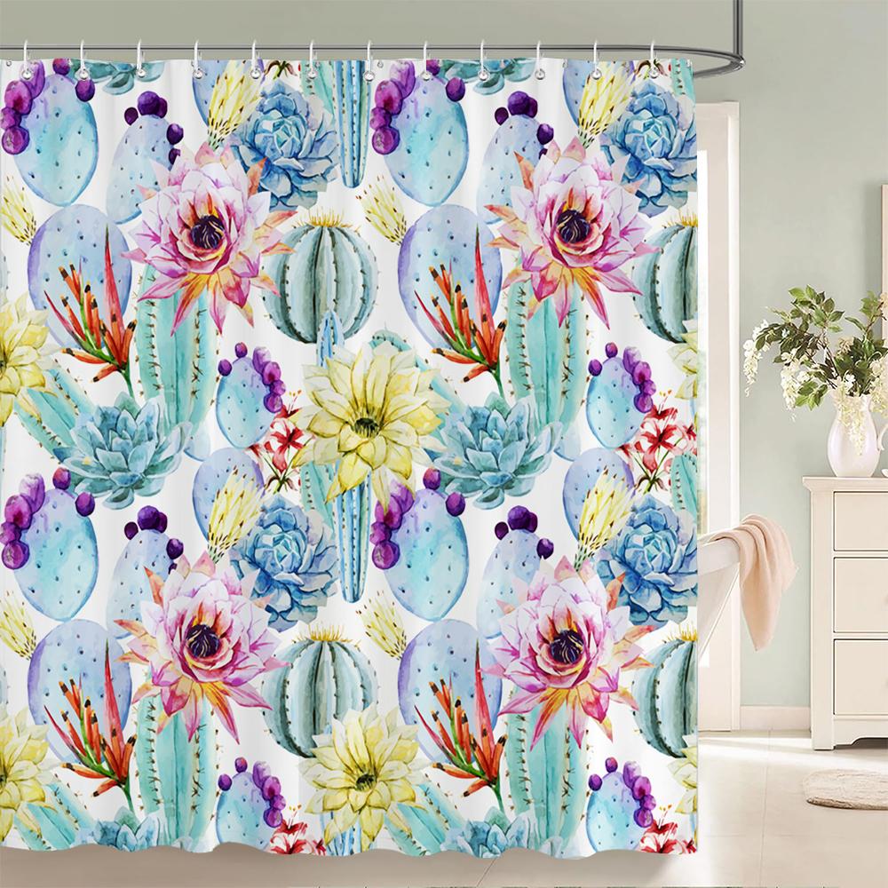 Beautiful Flowers Shower Curtains with hooks Waterproof Bath Curtains for Bathroom Home Decoration Floral Bathroom Curtain