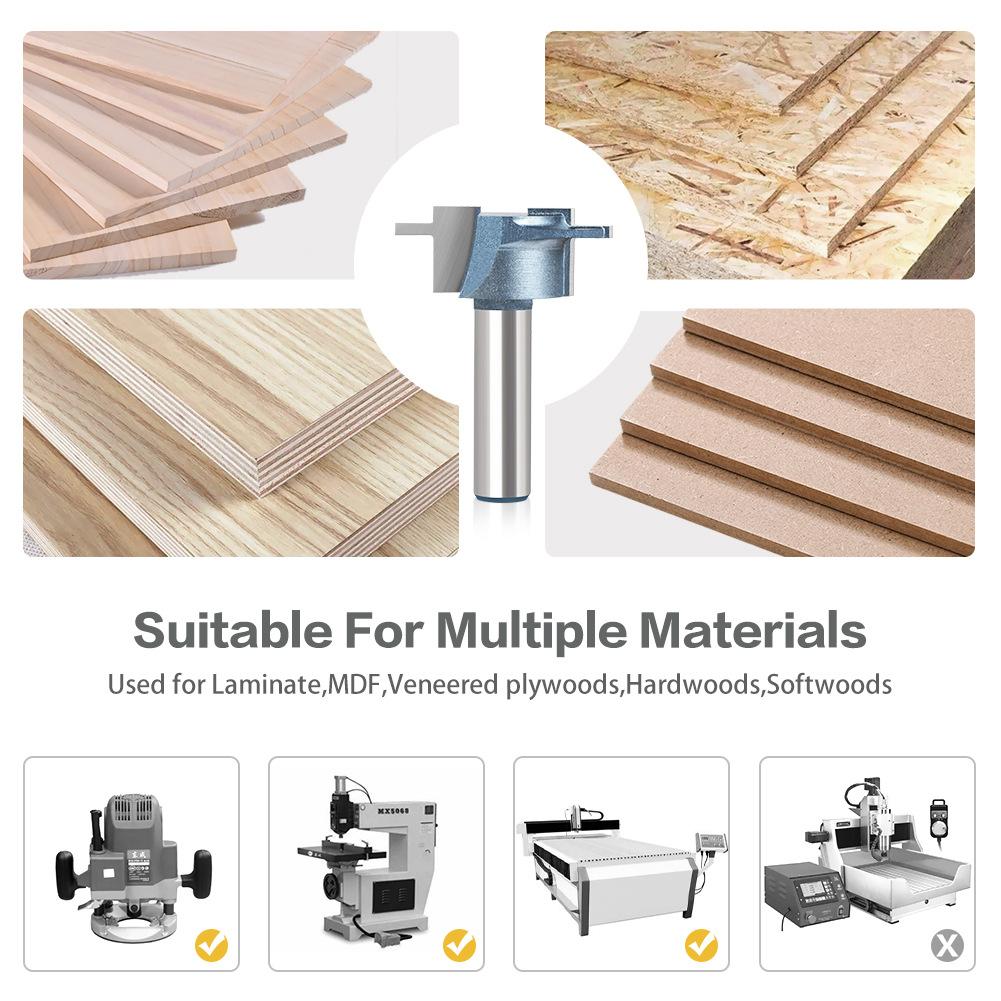 Woodworking Milling Cutter Mother And Child Handle Cutter 1/2 Handle Cabinet Wardrobe Embedded Slotting Knife Edge Trimming Machine Bakelite