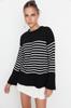 Women's Fashionable Stylish Sweater Black Wide Fit Couple Striped Knitwear Sweater