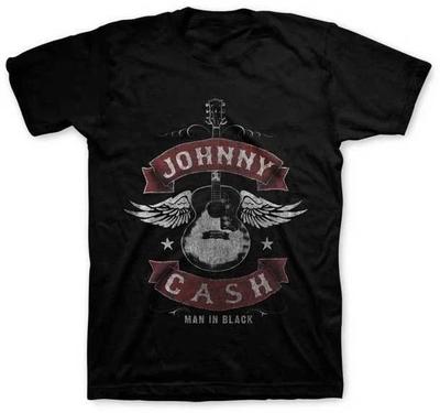 Johnny Cash Winged Guitar “Man In Black” Black Unisex T-Shirt S-5XL Q8098