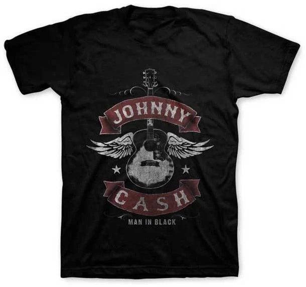 Johnny Cash Winged Guitar “Man in Black” Black Unisex T-Shirt S-5XL Q8098 L