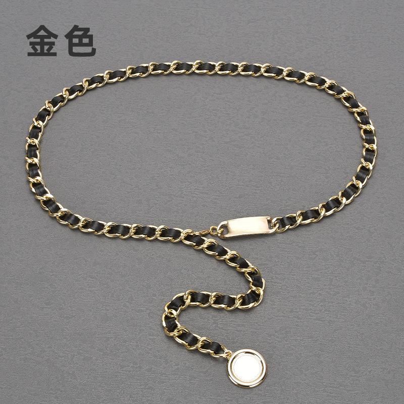 

Аксессуары для цепочки на талию, Маленький ароматный стиль с ремнем для юбки-костюма, Высококлассная металлическая цепочка, Кожаная цепочка для украшения для женщин