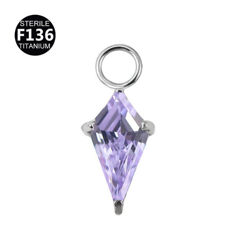 F136 Titanium Kite Cz Dangle Charm For Helix Cartilage Clicker Attachment Pendant Earlobe Piercing Jewelry