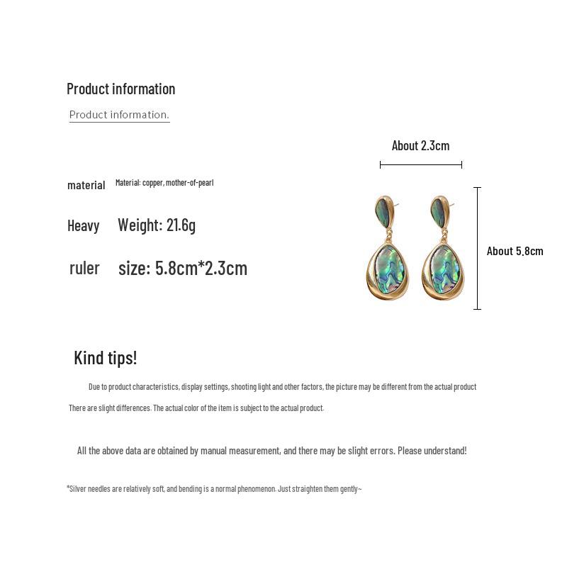 Elegante Damen-Tropfenohrringe: Silbernadel Perlmutt Oval Dangles