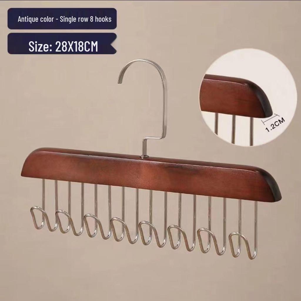 Multifunctional Wooden Sling Hanger for Underwear & Vests - Solid Wood Hook & Wave Clothes Rack