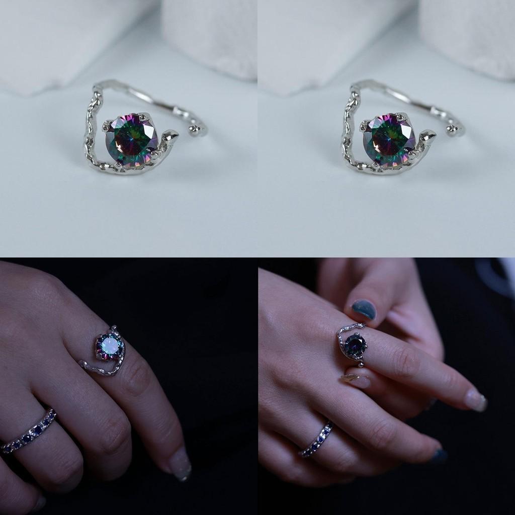 925 Sterling Silver Adjustable Open Ring For Women With Elegant Geometric Design And Chic Aesthetic Appeal