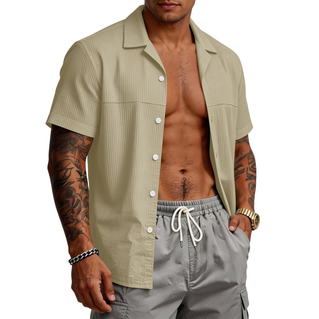 Men's Casual Stretch Short Sleeve Cardigan | Lightweight Fashion Open Front Tops For Daily Wear