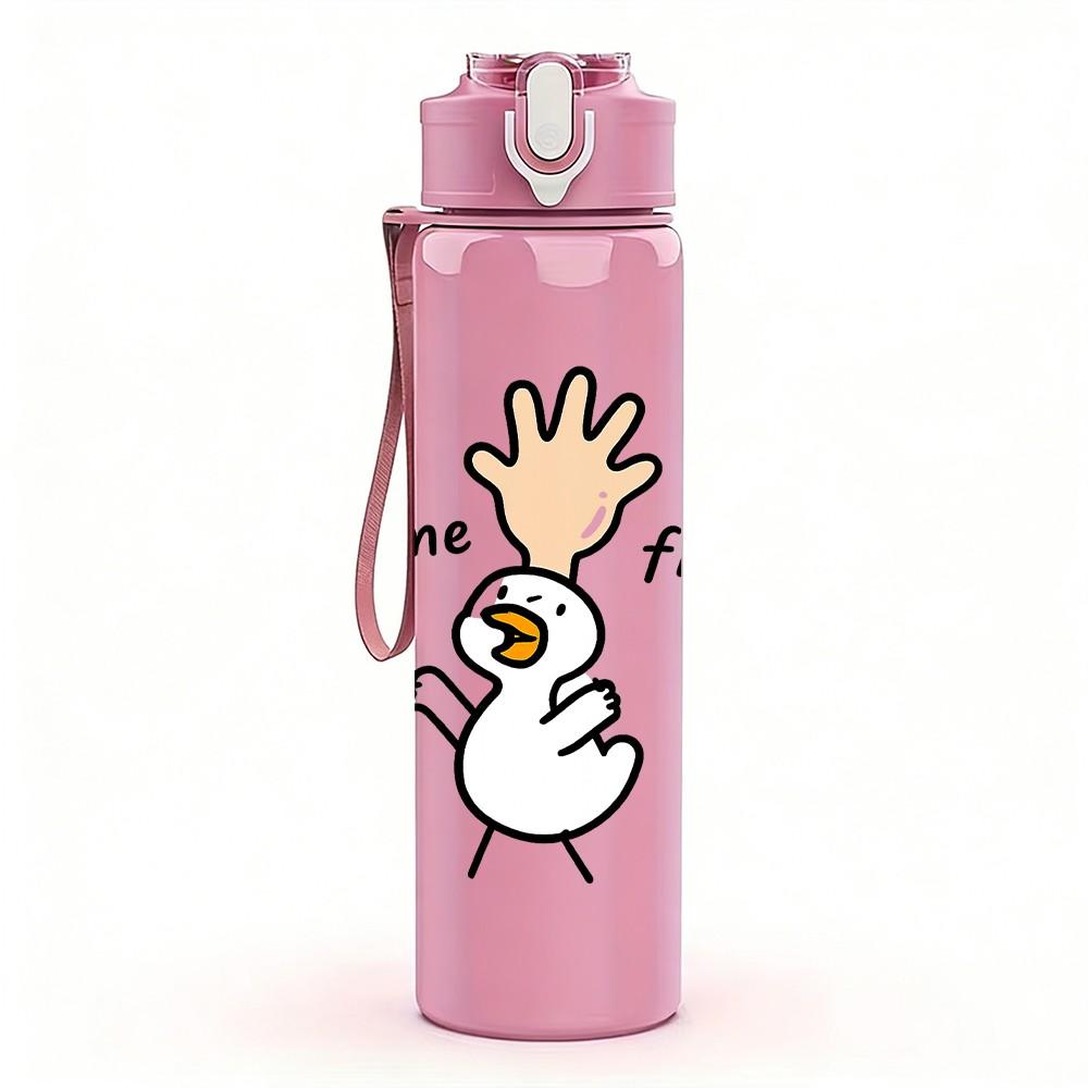 1PC Give Me Five Hand Cartoon Print 750ml Color Plastic Sports Water Bottle Leakproof Flip Straw Lid Suitable for Sports Office Home Use