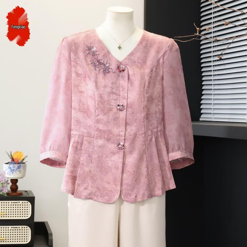 Elegant Plus Size Summer Chinese Style Blouse 4XL