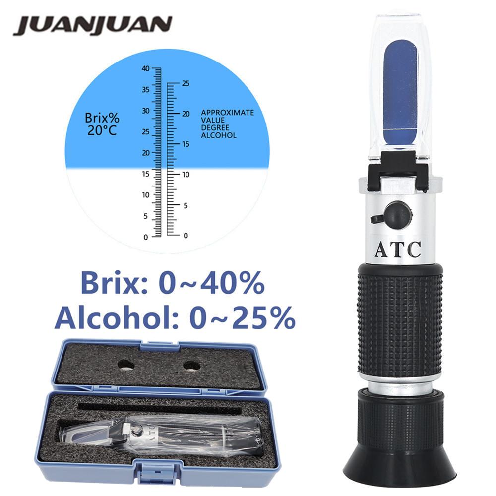 Handheld 0~40% Sugar Refractometer Household 0~25% Alcohol Wine Refractometer Beer Brix Concentration Detector Wort Tester