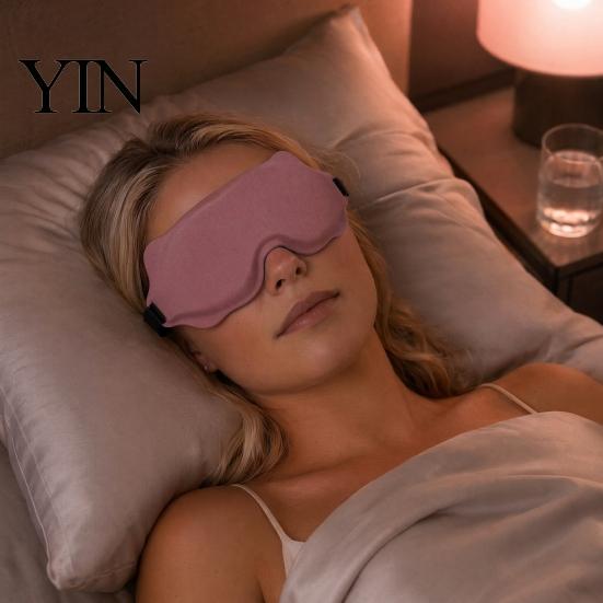 Comfortable Eye Mask for Sleeping Zero Pressure Sleep Mask, 3D Contoured Cover Travel, Light Deep Groove Blocking Blindfold Nap, Cute Cat Ear