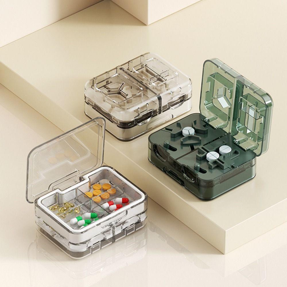 Moisture-proof Double-Layer Pill Box Sealed Pill Organizer Practical Pill Splitter  Office